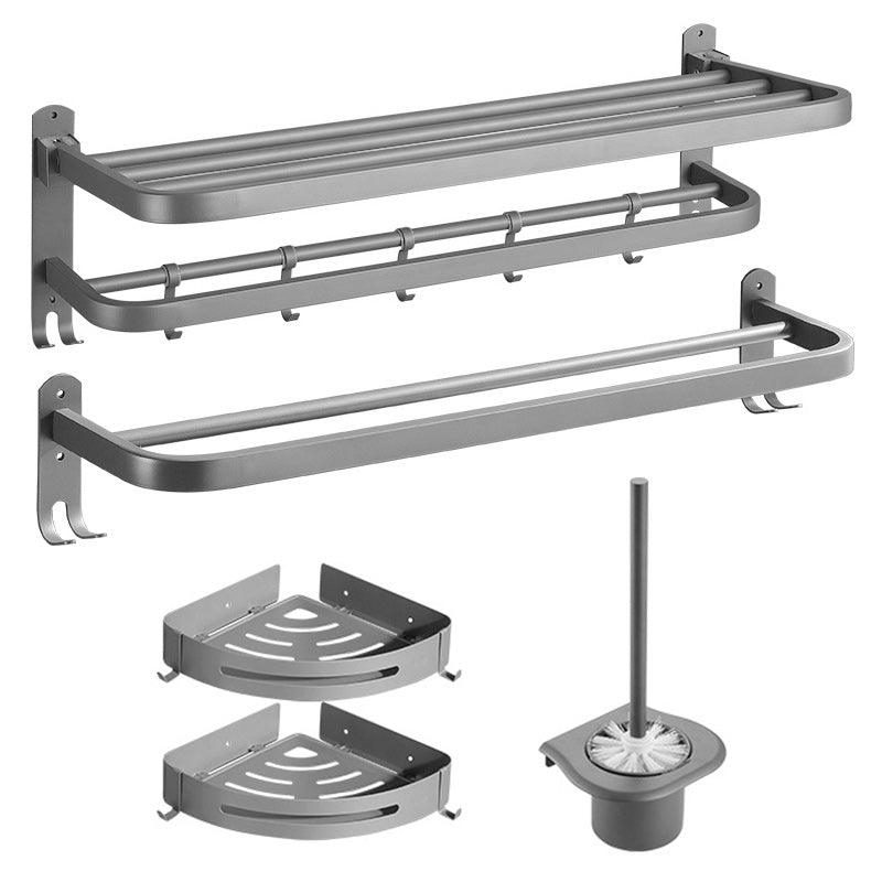 Siopsrl| Modern Bathroom Hardware Set in Stainless Steel Matte Gray Bathrobe Hook/Towel Bar