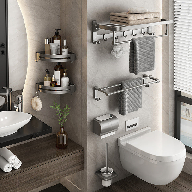 Siopsrl| Contemporary Gray Bathroom Hardware Set Bathroom Shelf/Towel Bar Including Bathroom Set