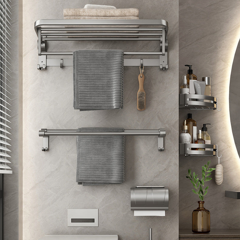 Siopsrl| Contemporary Gray Bathroom Hardware Set Bathroom Shelf/Towel Bar Including Bathroom Set