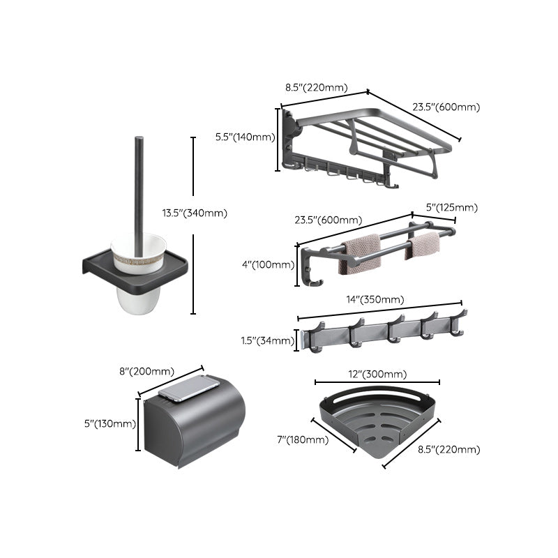 Siopsrl| Contemporary Gray Bathroom Hardware Set Bathroom Shelf/Towel Bar Including Bathroom Set