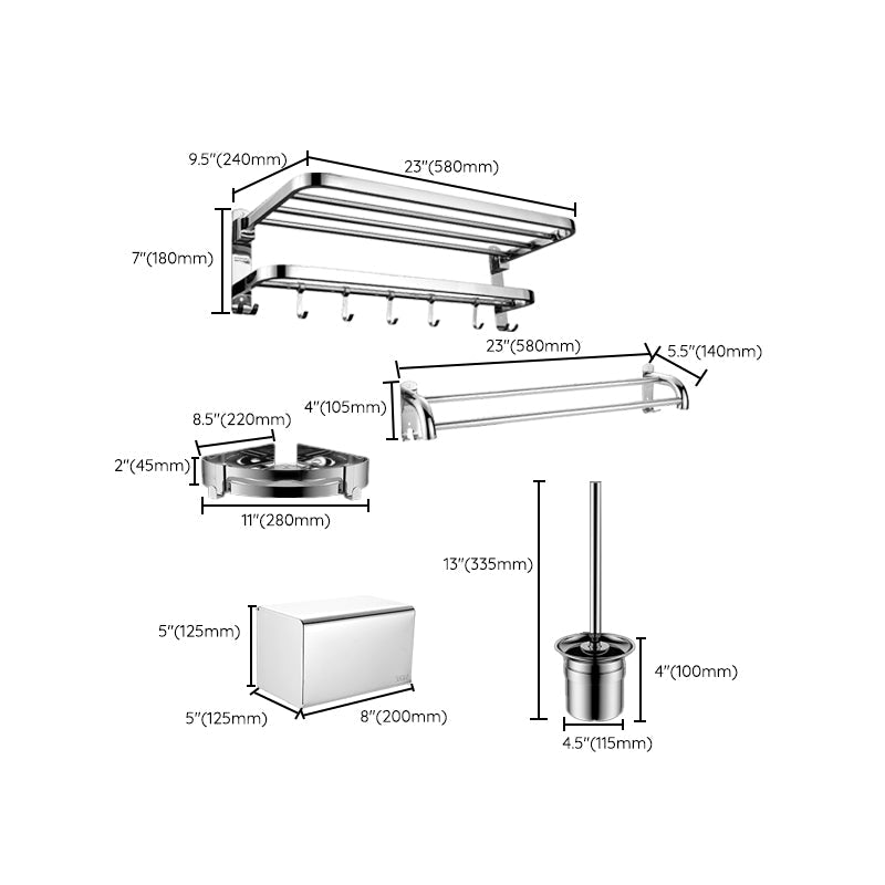 Siopsrl| Silver/Black Bathroom Hardware Set Modern Bathroom Accessories Hardware Set