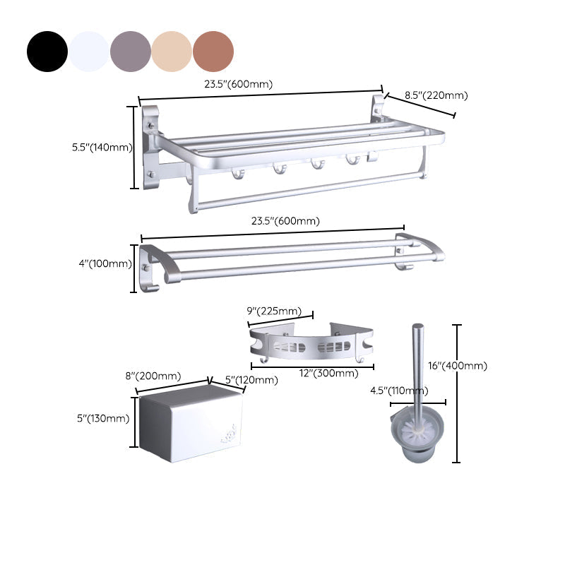 Siopsrl| 6-piece modern bathroom hardware set made of aluminum with towel holder/paper holder