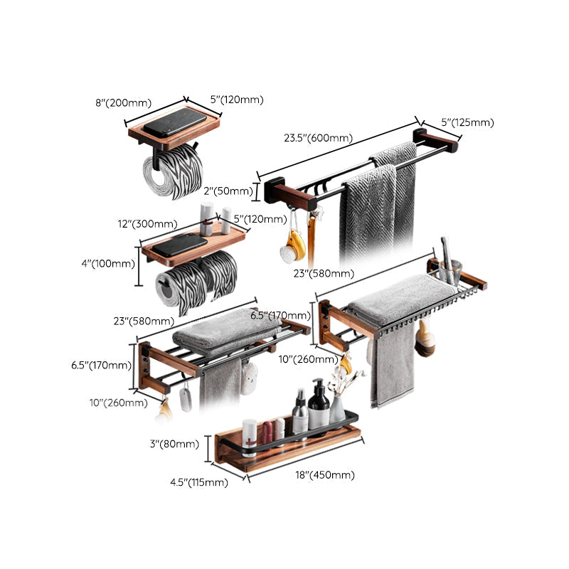 Siopsrl| 7-piece bathroom accessory set wood and metal bathroom accessory hardware set