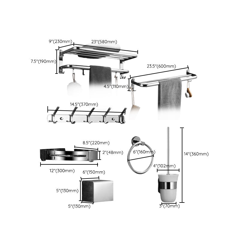 Siopsrl| Modern Bathroom Accessories Set Silver Bathroom Accessories Hardware Set