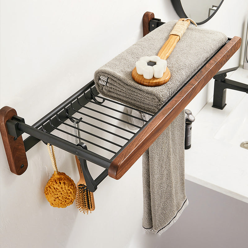 Siopsrl| Walnut Brown Bathroom Accessory Set Metal Folding Bath Hardware Set