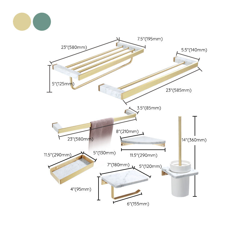 Siopsrl| Polished Brass Bathroom Accessory Set Marble Bathroom Hardware