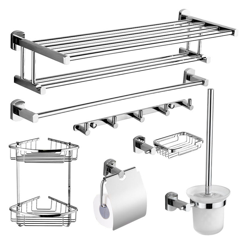 Siopsrl| Contemporary Bathroom Accessories Hardware Set in Silver Metal
