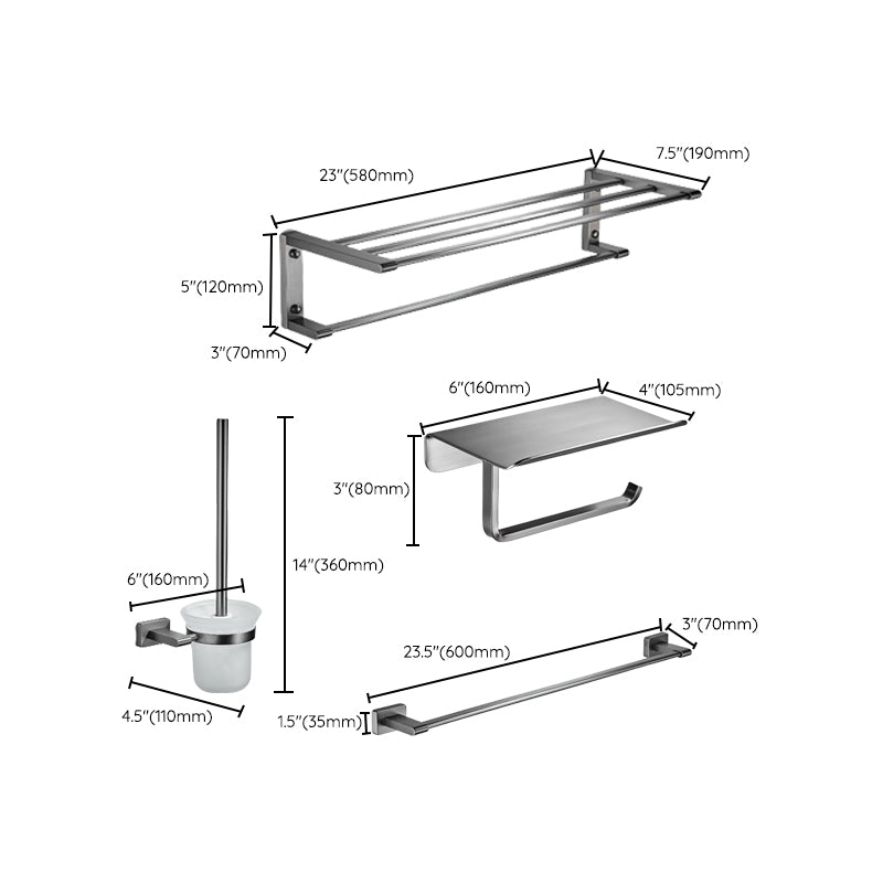 Siopsrl| Matte Gray Bathroom Set Metal Bathroom Accessories Hardware Set