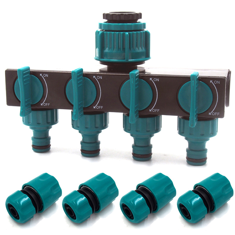 Siopsrl| Universal 4-way garden hose splitter – Adjustable faucet splitter
