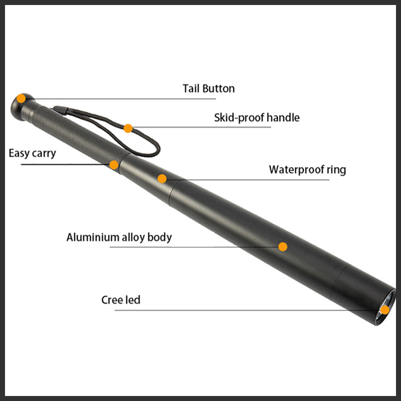 siopsrl | Baseball Bat Shaped LED Flashlight | Aluminum Alloy, 3 Lighting Modes | Emergency & Utility Use