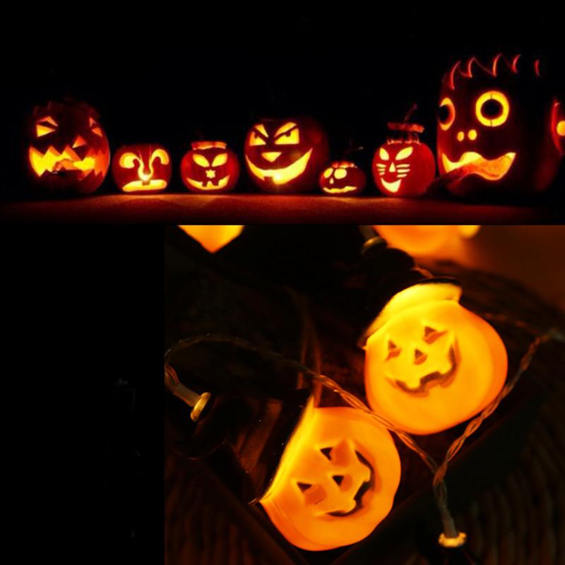 Glowing pumpkin garland Halloween with witch hats | Siopsrl