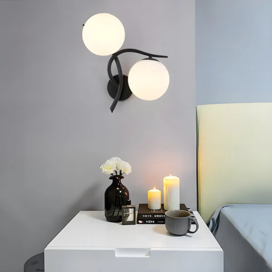 Siopsrl| Glass and Copper LED Wall Light with Warm White Glow