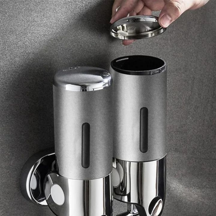 Siopsrl| Wall Mounted Soap Dispenser | SudsStation Bathroom Organizer | Stainless Steel & ABS | 16.9 fl oz | Set of 1–3
