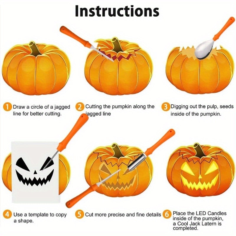 Siopsrl| Halloween Pumpkin Carving Kit with Stencils | Easy Carved Pumpkins Tools
