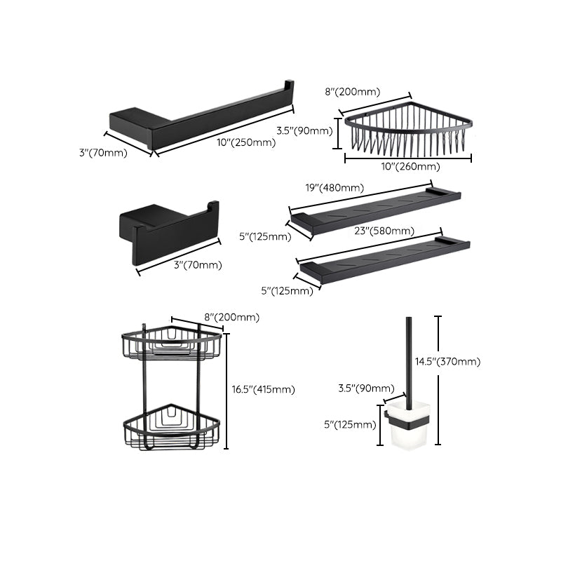 Siopsrl| 5-piece Modernism Bathroom Accessory Set in Matte Black Stainless Steel