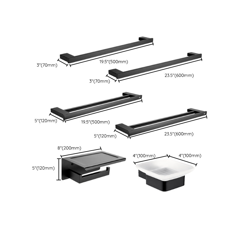 Siopsrl| 5-piece Modernism Bathroom Accessory Set in Matte Black Stainless Steel