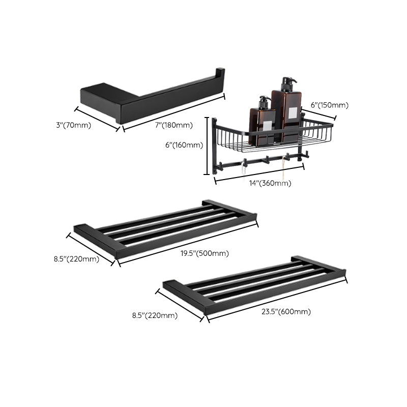 Siopsrl| 5-piece Modernism Bathroom Accessory Set in Matte Black Stainless Steel
