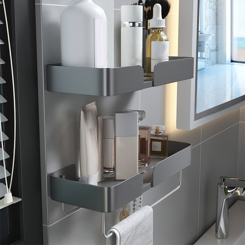 Siopsrl| 3-piece modern bathroom hardware set aluminum bathroom shelf in gray