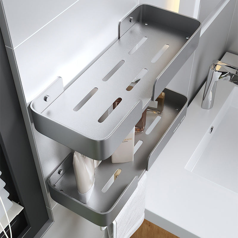 Siopsrl| 3-piece modern bathroom hardware set aluminum bathroom shelf in gray