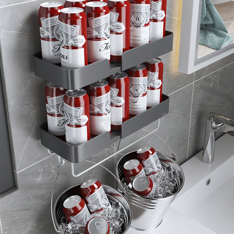 Siopsrl| 3-piece modern bathroom hardware set aluminum bathroom shelf in gray