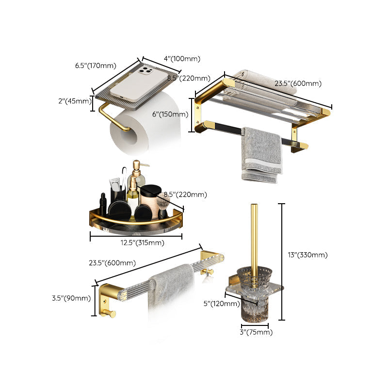 Siopsrl| 6-piece bathroom accessory set made of gold-colored metal bathroom hardware set