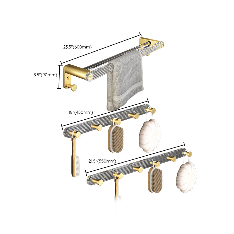 Siopsrl| 6-piece bathroom accessory set made of gold-colored metal bathroom hardware set