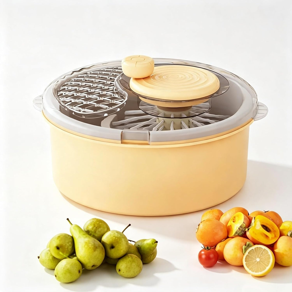 Siopsrl Fruit Vegetable Cleaner Spinner Collapsible Double Layer Washing Bowl