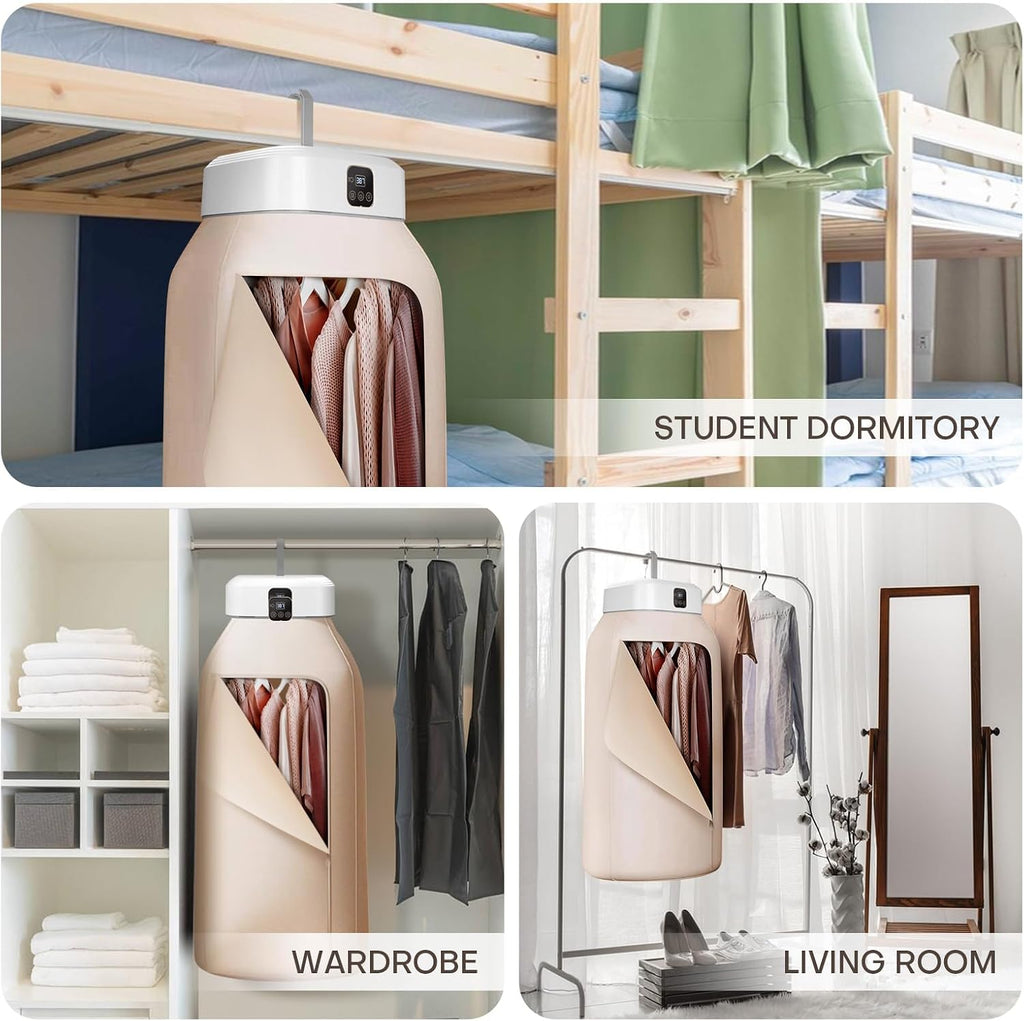 Portable Clothes Dryer - Mini Laundry Dryers with Remote Control - Small Compact Foldable Electric Drying Machine with Dry Bag for Travel RV Home & Apartment