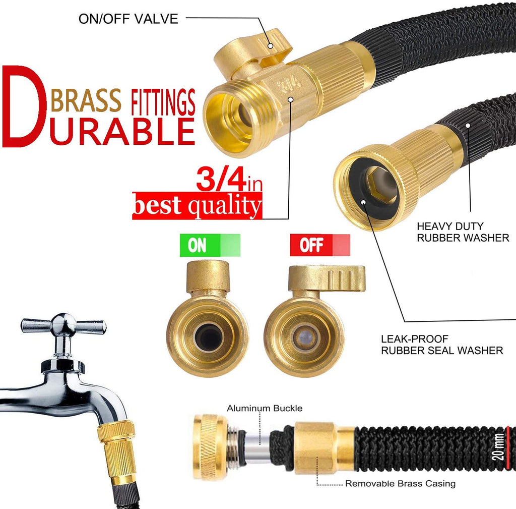 Siopsrl| AquaFlex Expandable Garden Hose – Lightweight, Flexible, Leakproof Water Hose with Brass Connectors