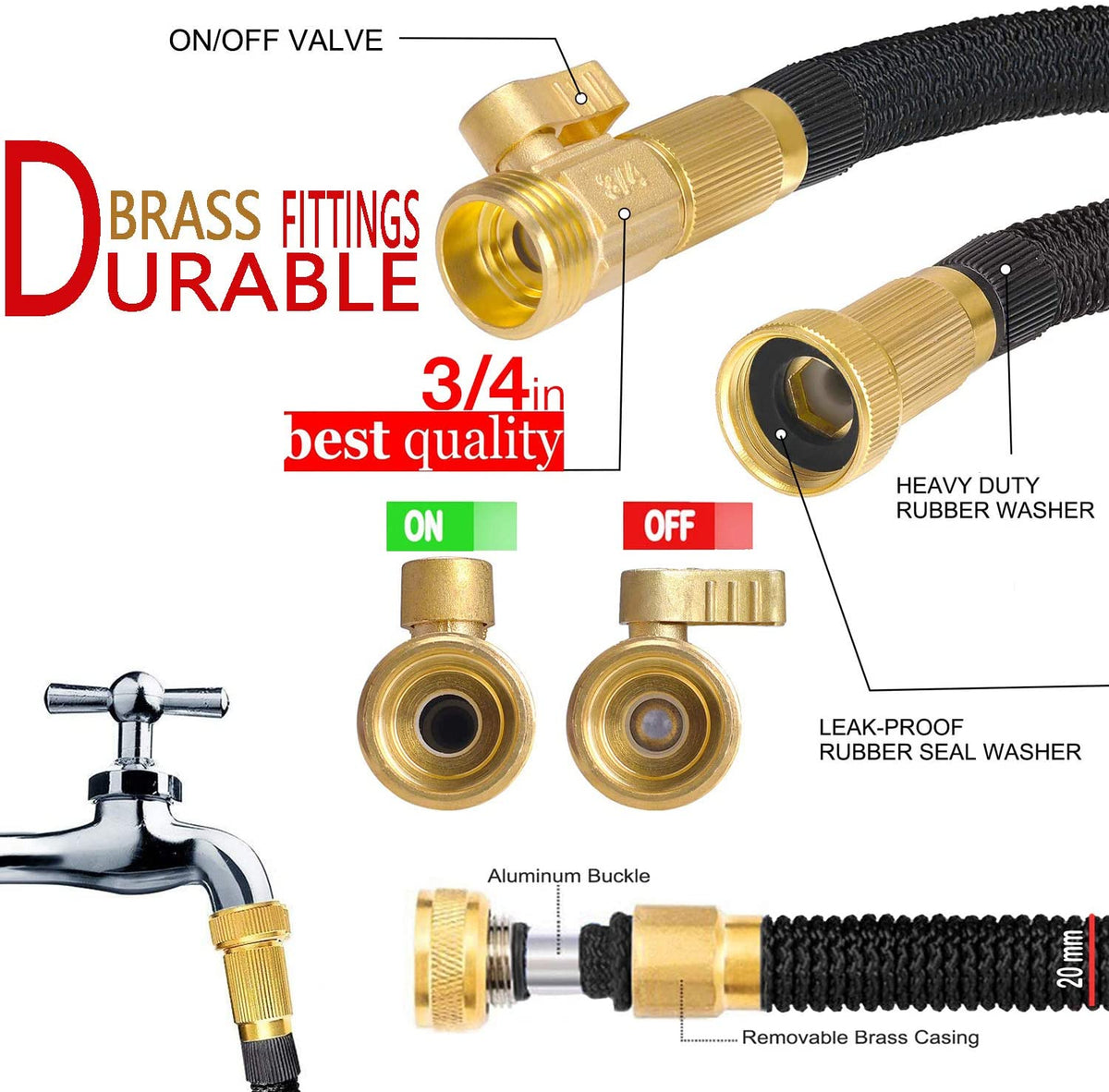 Siopsrl| AquaFlex Expandable Garden Hose – Lightweight, Flexible, Leakproof Water Hose with Brass Connectors