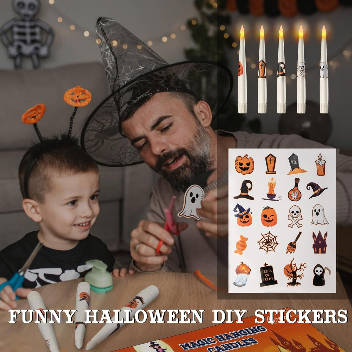 HALLOWEEN DECORATION CANDLES - 20PCS FLOATING CANDLES WITH WAND REMOTE - Siopsrl