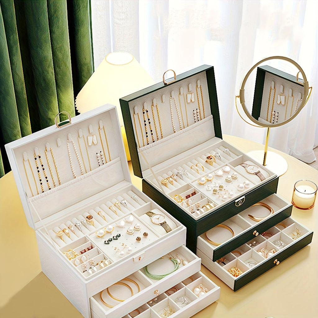Siopsrl| Jewelry Box Leather Organizer with Drawers