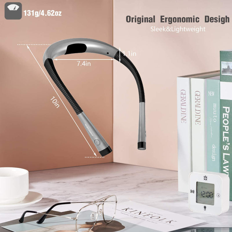 siopsrl | LED Neck Reading Lamp, Book Light for Reading in Bed, 3 Colors, 6 Brightness Levels, Flexible Arm, Rechargeable, Durable, Perfect for Reading, Knitting, Camping, Repairing