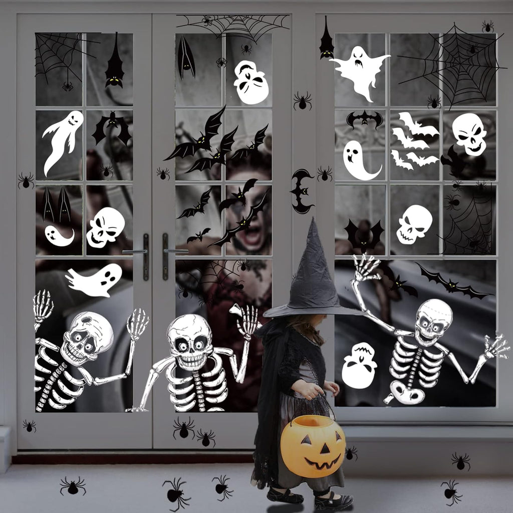 140PCS Halloween Window Clings Decor - Double-Sided Removable Stickers For Indoor Halloween Party Decorations Siopsrl