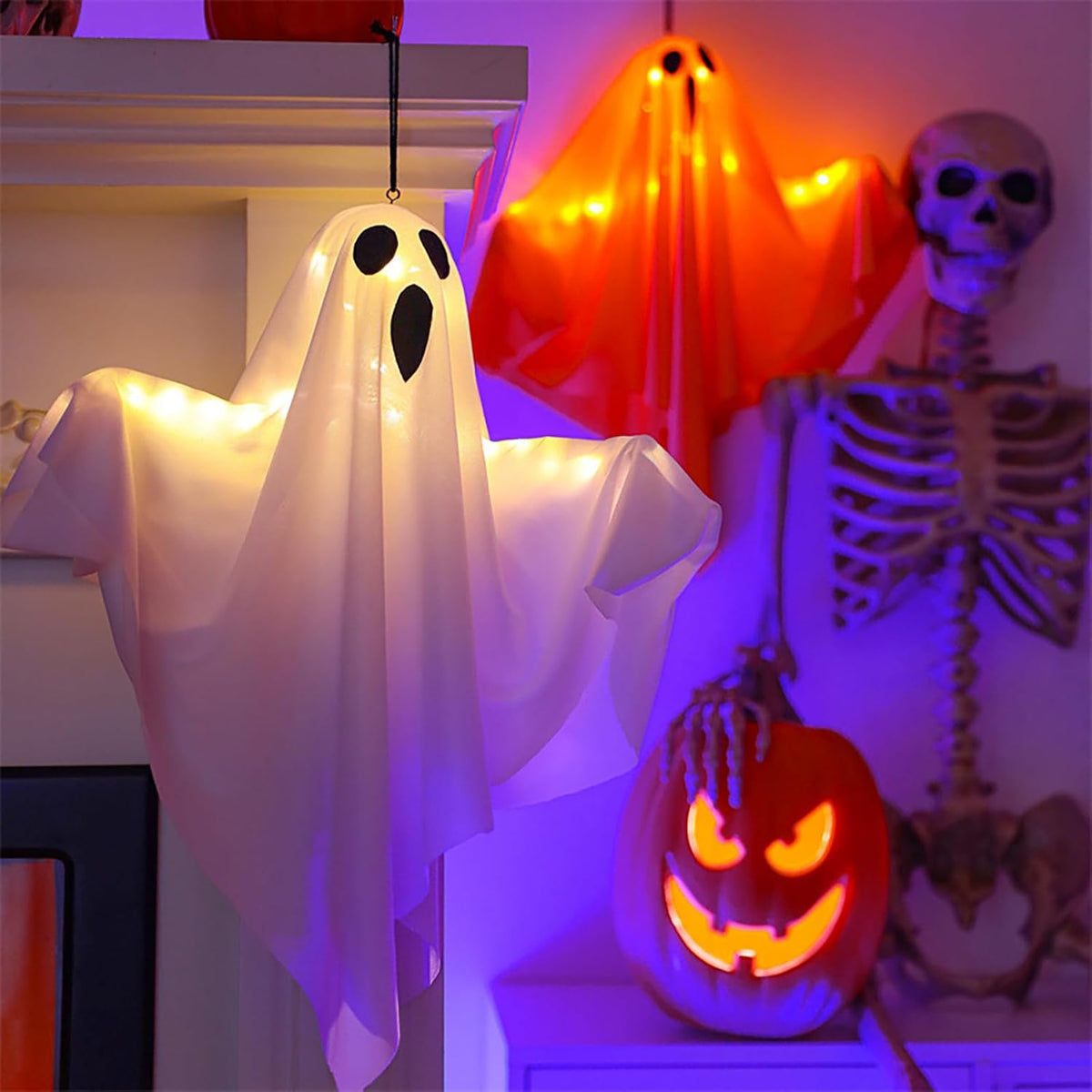 Siopsrl| Halloween Lights Hanging Fabric Ghost Decorations