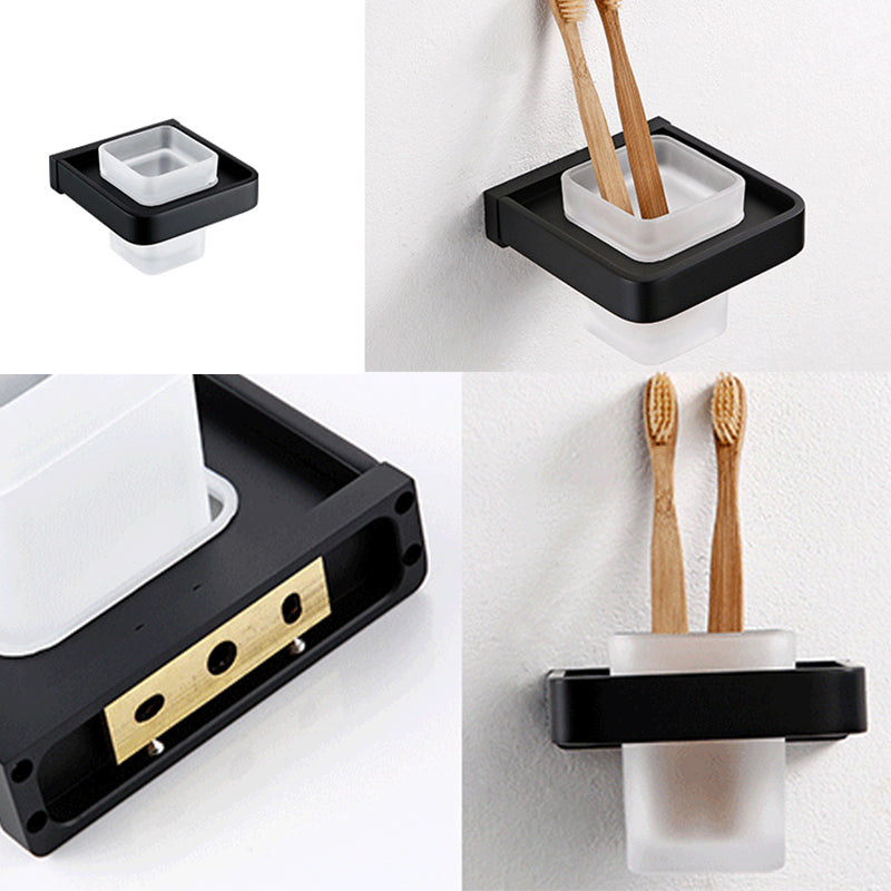 Siopsrl| Black Bathroom Accessories Hardware Set with Towel Rail and Bath Shelf