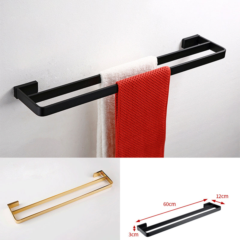 Siopsrl| Black Bathroom Accessories Hardware Set with Towel Rail and Bath Shelf