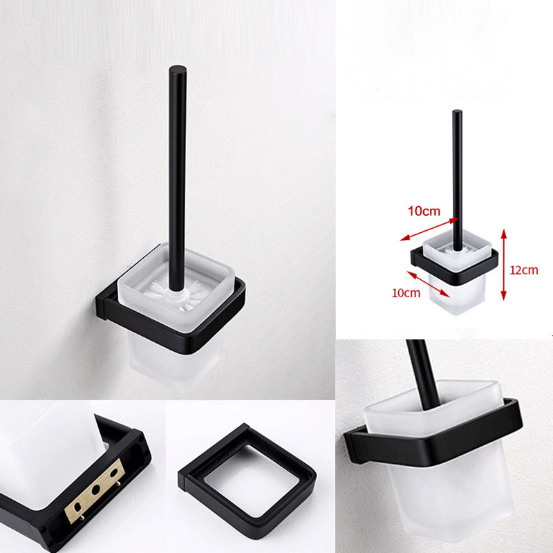 Siopsrl| Black Bathroom Accessories Hardware Set with Towel Rail and Bath Shelf