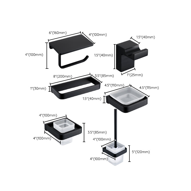 Siopsrl| Black Bathroom Accessories Hardware Set with Towel Rail and Bath Shelf