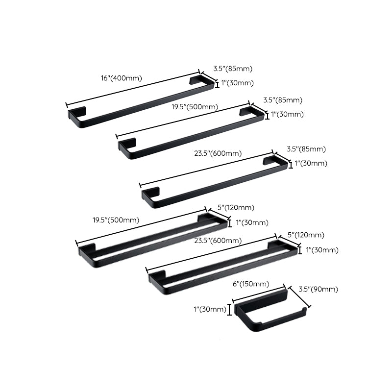 Siopsrl| Black Bathroom Accessories Hardware Set with Towel Rail and Bath Shelf