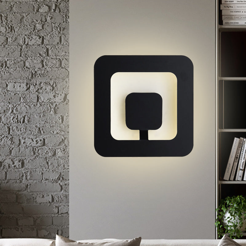 Siopsrl| Minimalistic square wall lamp fixture made of iron 7"/9" wide LED bedroom wall lighting ideas in black