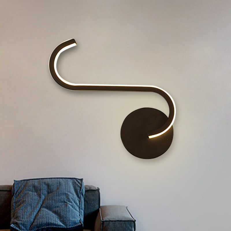 Siopsrl| Hook-shaped Metal Wall Light Simple LED Black Wall Lamp in Warm/White Light for the Living Room