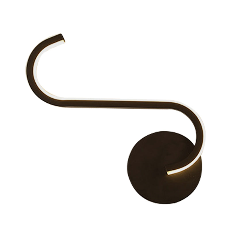 Siopsrl| Hook-shaped Metal Wall Light Simple LED Black Wall Lamp in Warm/White Light for the Living Room