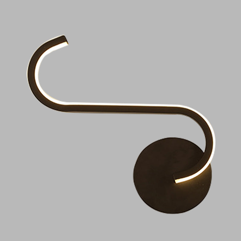 Siopsrl| Hook-shaped Metal Wall Light Simple LED Black Wall Lamp in Warm/White Light for the Living Room