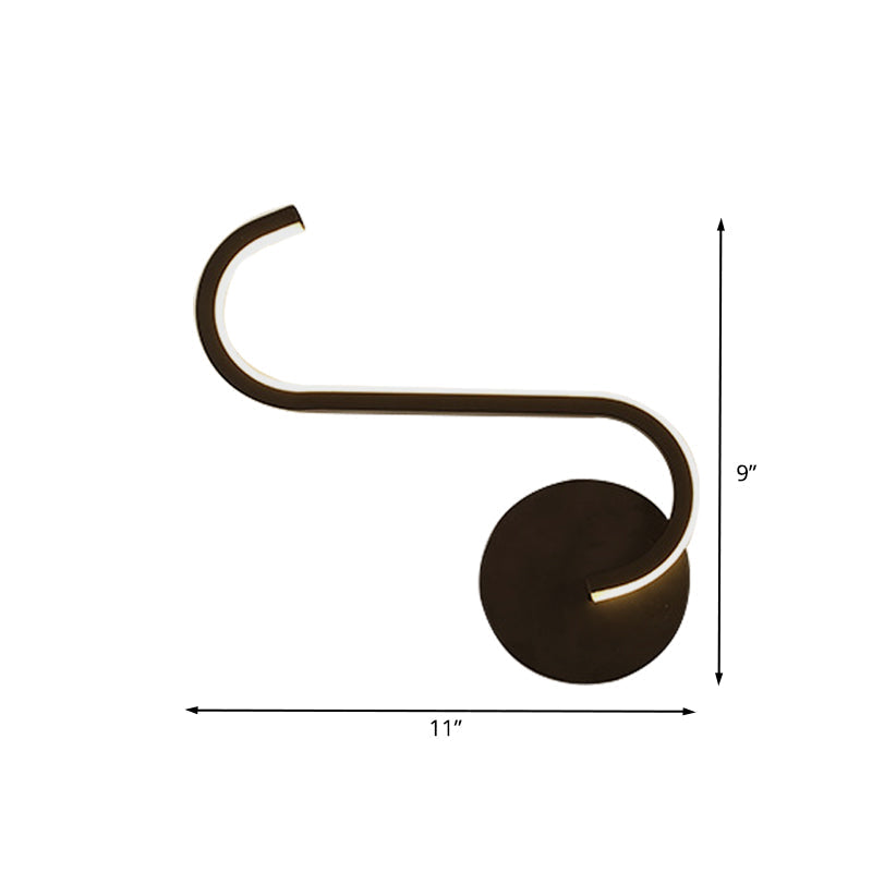 Siopsrl| Hook-shaped Metal Wall Light Simple LED Black Wall Lamp in Warm/White Light for the Living Room