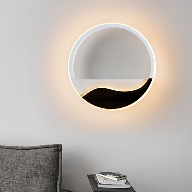 Siopsrl| Acrylic Ring Wall Light Minimalistic White and Black LED Wall Mounted Lamp in White/Warm Light