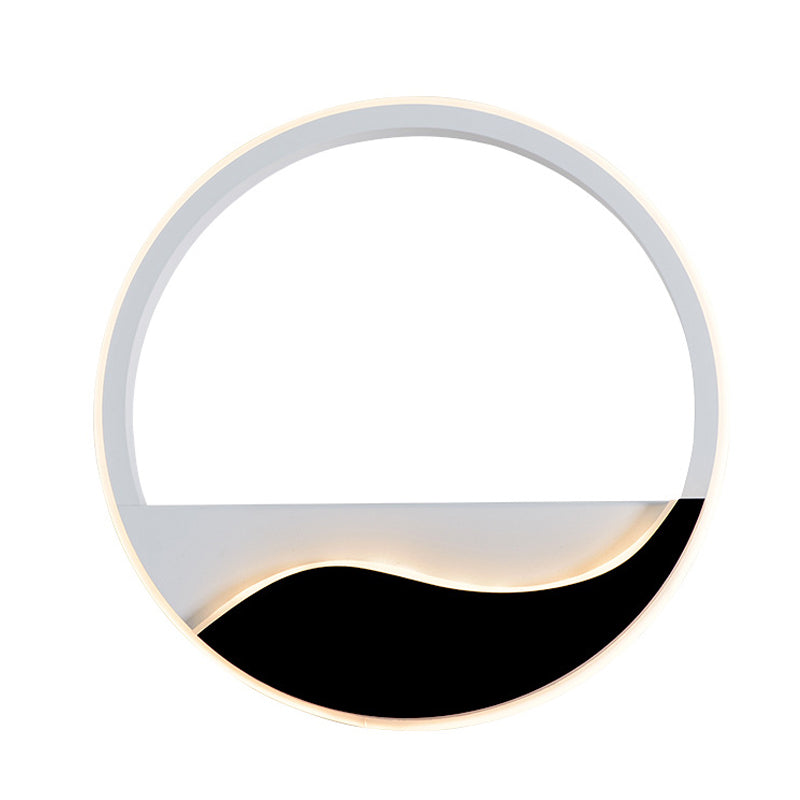 Siopsrl| Acrylic Ring Wall Light Minimalistic White and Black LED Wall Mounted Lamp in White/Warm Light