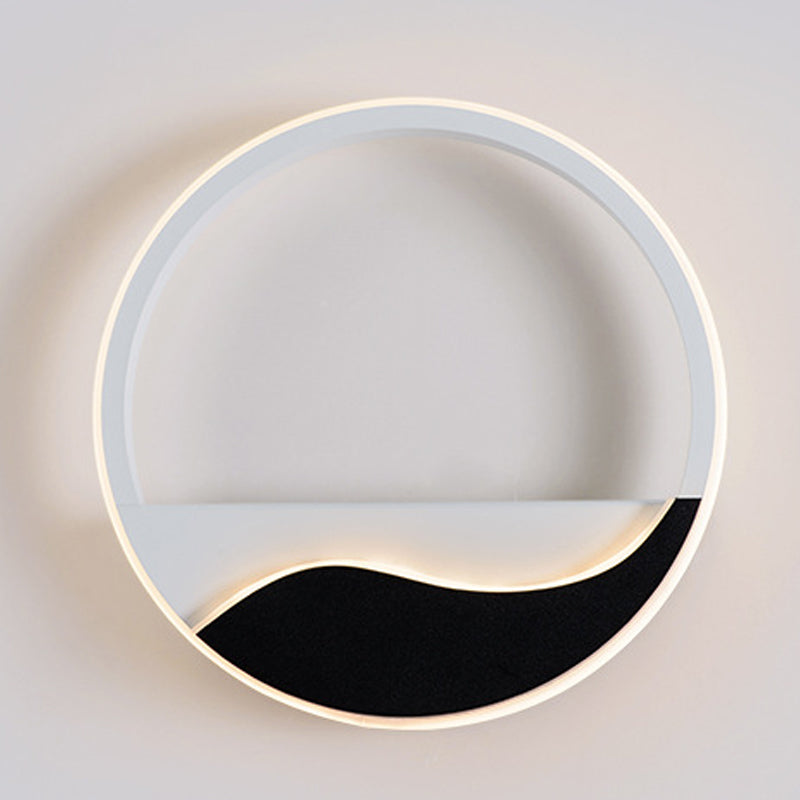 Siopsrl| Acrylic Ring Wall Light Minimalistic White and Black LED Wall Mounted Lamp in White/Warm Light