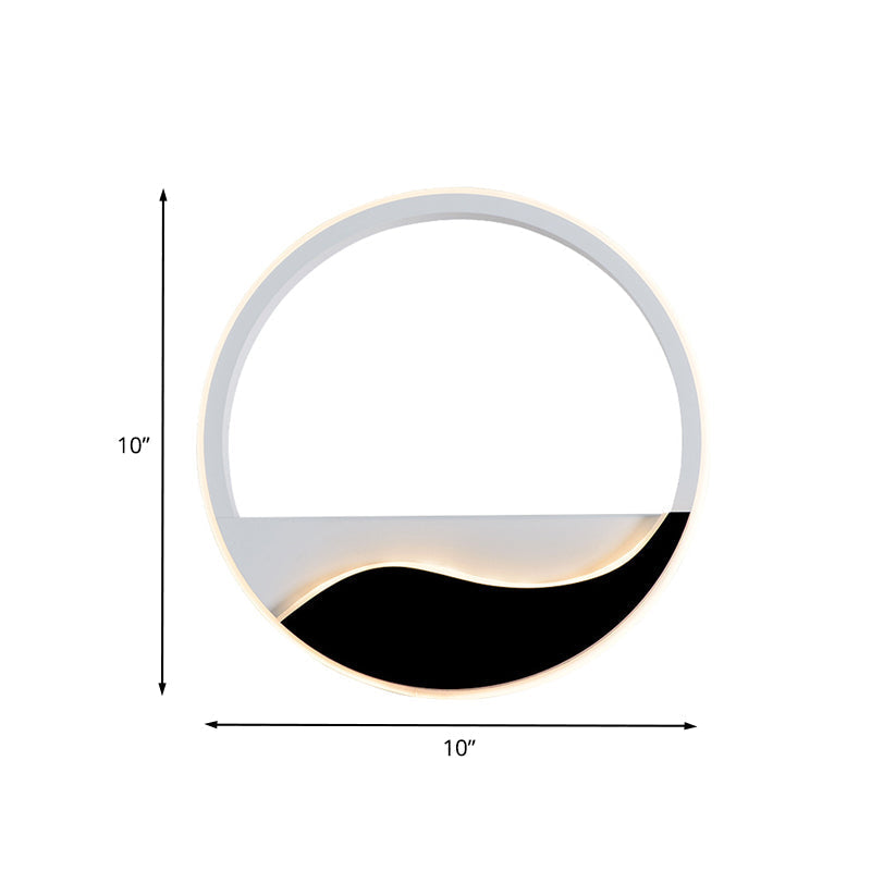 Siopsrl| Acrylic Ring Wall Light Minimalistic White and Black LED Wall Mounted Lamp in White/Warm Light
