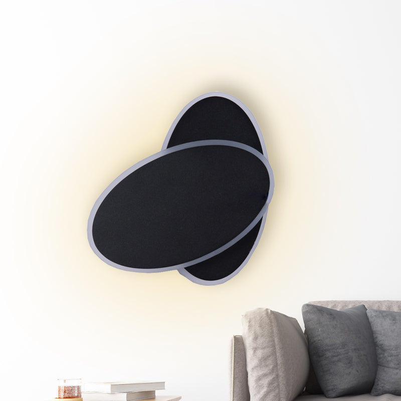 Siopsrl| Modern LED Wall Lamp White/Black Finish Double Oval Wall Light with Acrylic Shade in Warm/White Light